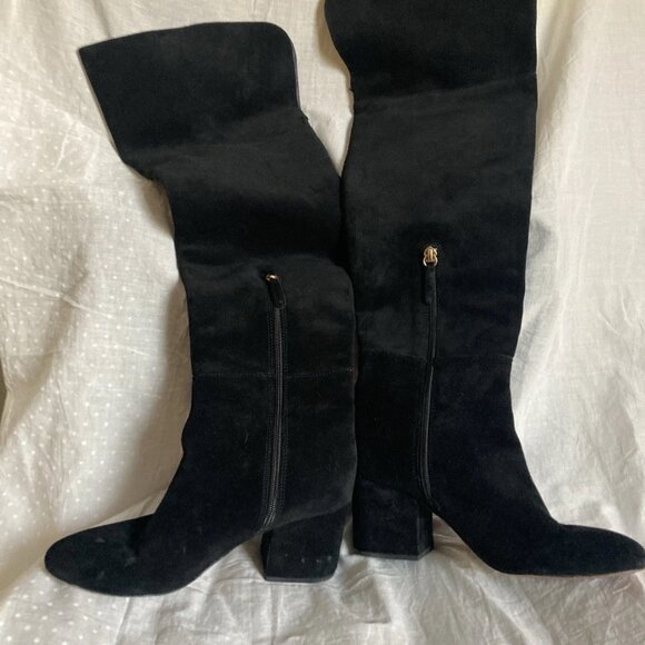 J.Crew Sadie over the knee tall suede boots Black sz 6 - Picture 7 of 10
